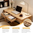 thumbnail image 3 of Modern Wood Computer Desk with 2 Drawers.Mid Century Home Office Desk Study Desk PC Table Standing Desk for Study,Bedroom,Living Room,Office,Wood, 3 of 8