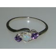 thumbnail image 5 of LBG British Made 925 Sterling Silver Natural Opal & Amethyst Womens Trilogy Ring - 33 size options - Size 5.75, 5 of 6