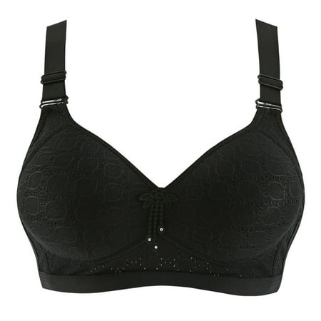 

Lovskoo Women Wireless Full Figure Push-Up Nude Lace Plus Size Unlined Solid Bralettes Comfortable Black