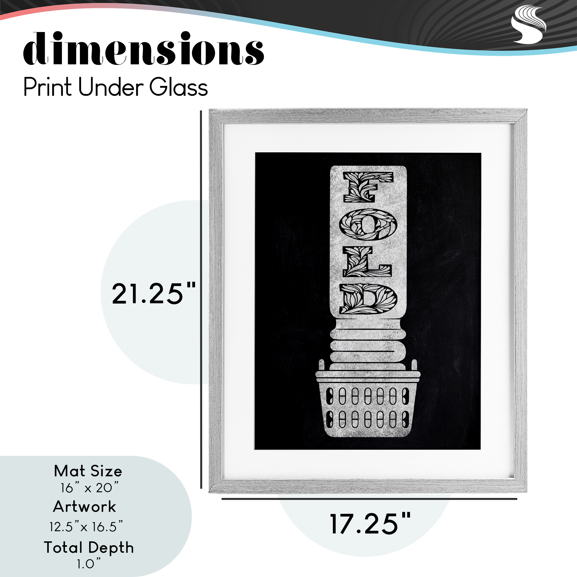 Laundry Fold Ornate Letters Gray Framed Print Under Glass, design by Marcus Prime