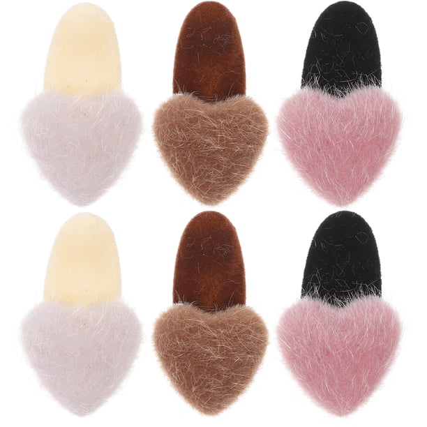 6 pinzas de pelo de felpa con pasadores laterales, tocados kawaii, accesorios para el cabello para niñas