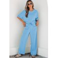 thumbnail image 5 of Women's Sky Blue Matching Set – Drop Shoulder Boxy Tee and High Waist Barrel Pants, S, 5 of 12