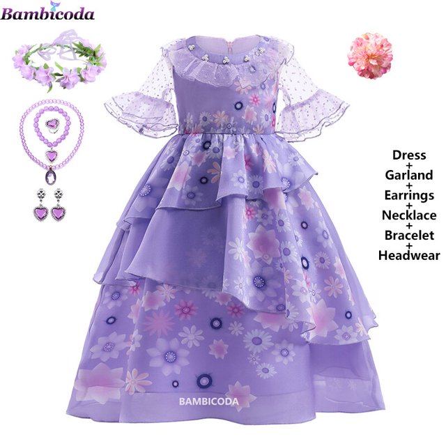 Belle Dress for Girl Princess Kids Floral Ball Gown Child Cosplay Beauty Costume Disney Fancy Party Clothing For Cosplay Party3T(100) Gao Jinjia LED