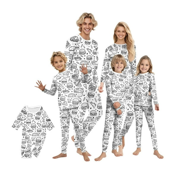 Family Matching Colorable Pajamas Sets 2 Piece Christmas DIY Hand Painted Pajama Set Soft Holiday Cute Funny Loungewear Set