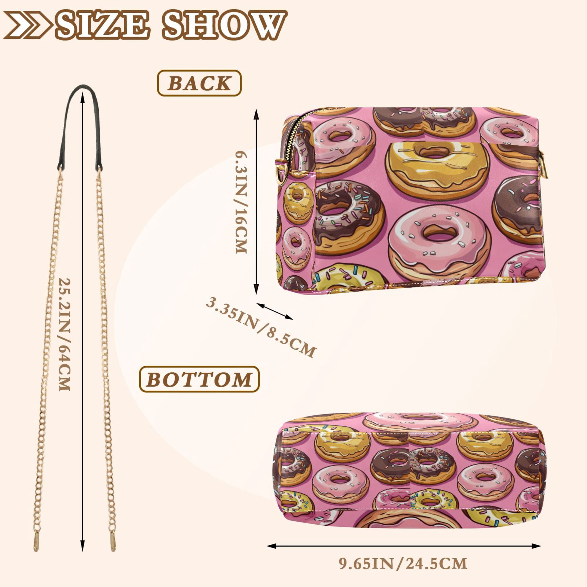 FORMRS Women Crossbody Purse with Chain Strap Vegan Leather Shoulder Handbag, Cute Doughnuts Pattern
