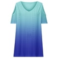thumbnail image 6 of Women Cold Shoulder Tops Short Sleeve V Neck Summer Tee 2025 Fashion Outfits Casual Gradient Color T Shirts, 6 of 7
