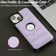 thumbnail image 2 of Allytech Business Case for iPhone 15, Premium Vegan PU Leather Luxury Elegant Slim Fit Shell, Logo Hollow View Shockproof Non-Slip Protective Cover for iPhone 15 - Lightpurple, 2 of 6
