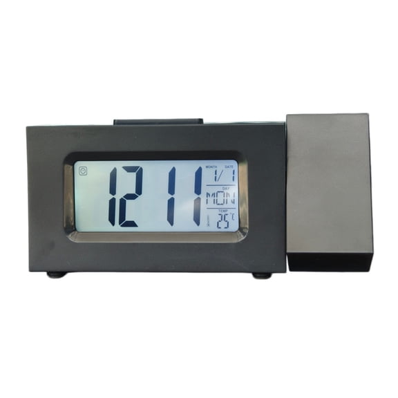 Quiet Projection Alarm Clock with LCD Backlit Temperature Screen for Bedroom Use