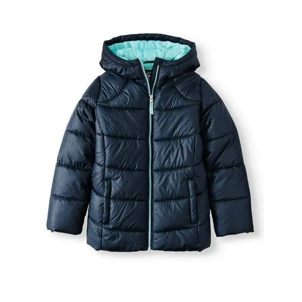 Wonder Nation Girl's Quilted Bubble Jacket - Walmart.com