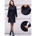 thumbnail image 2 of DARING DIVA Women's Double Breasted Trench Long Winter Pea Coat with Belt XS Deep Blue, 2 of 6