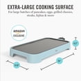 thumbnail image 5 of 12” x 22” Electric Griddle, XL Ceramic Nonstick Flat Top Cooking Surface, Adjustable Temperature Dial, Drip Tray, Dishwasher Safe, 1500W Fast Even Heating, Pancakes & Eggs, Sky Blue, 5 of 8