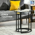 thumbnail image 4 of HOMCOM Set of 2 Nesting Coffee Tables with Metal Base, Round Side Table with Tempered Glass Tabletop for Living Room, Bedroom, Black, 4 of 10