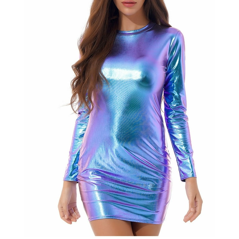 bodycon holographic dress Mesmerizing Mermaid Holographic Bodycon Mini Dress