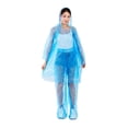 thumbnail image 4 of Raincoat Set Disposable 5PC Raincoat and 5PC Pants family pack Adult Rain Ponchos with Hood Raincoats Emergency Waterproof Rainpants Suit(Blue,One Size), 4 of 4