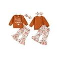 thumbnail image 2 of BemeyourBBs Toddler Girl Halloween Outfit Pumpkin Sweatshirt Flare Pants Headband, 2 of 9