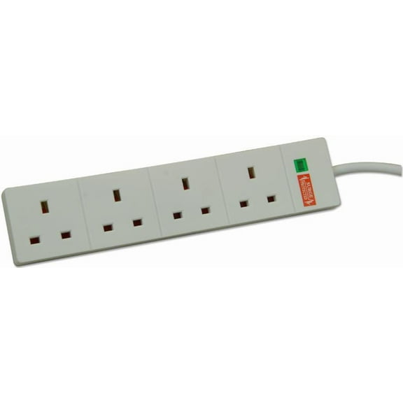 PRO ELEC - 4-Gang Surge Protected Extension, 1m Lead