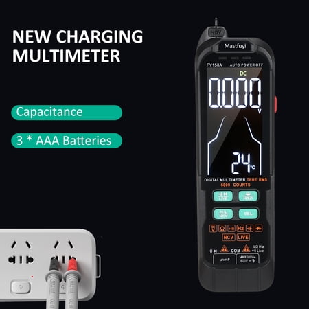 M Buder FY158A Digital Intelligent Multimeter, Fully Automatic Portable Multimeter, Digital Display Multimeter, Black