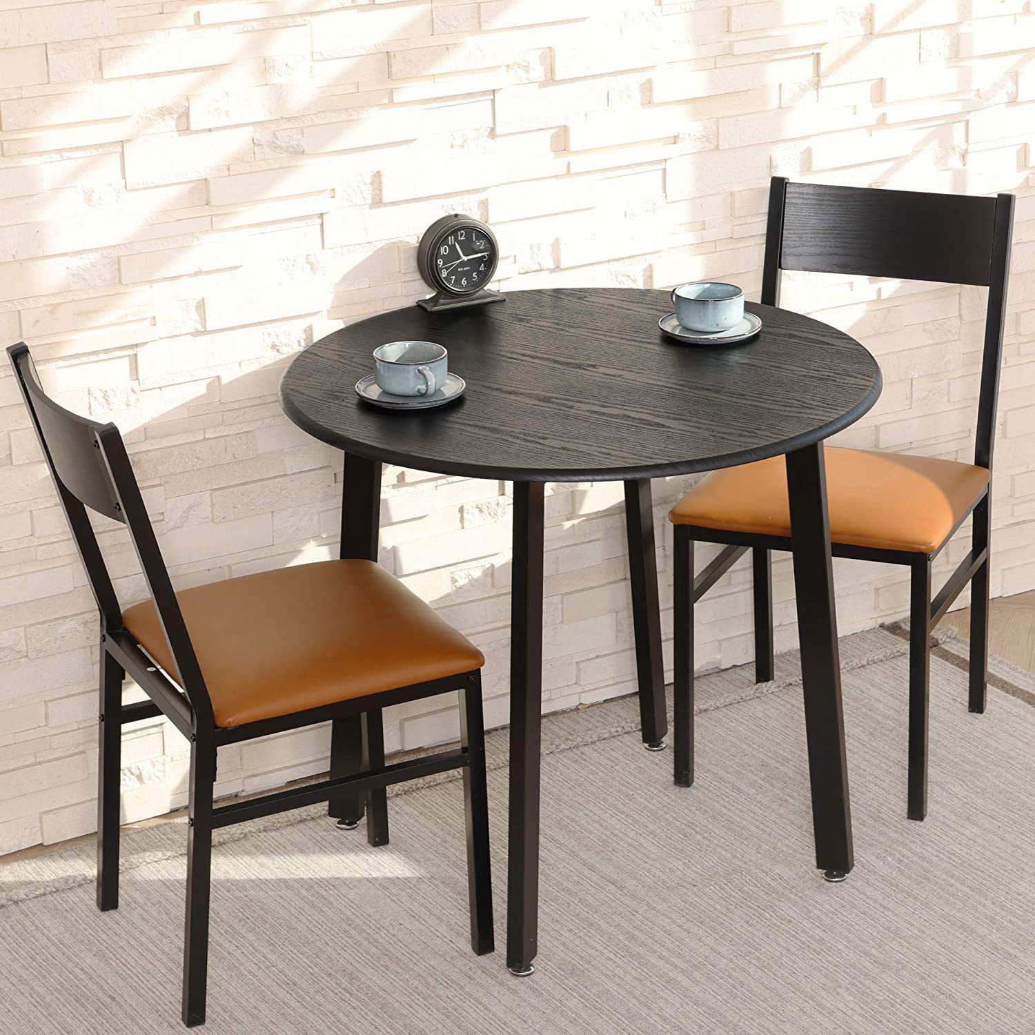 Kitchen Furniture Round Glass Dining Table Chair Set 2/4X High Back Padded Chair 