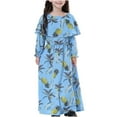 thumbnail image 4 of Odeerbi Muslim Long Dress Middle Big Girls 2025 Long Sleeve Round Neck Lace Print Dress, 4 of 6