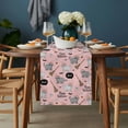 thumbnail image 2 of Pink Halloween Table Runner - 108 Inch Long, Kitchen Dining Table Runner Dresser Scarves, Cat Bat Ghost Pumpkins Farmhouse Decor for Coffee Tables Wedding Party Banquet, 2 of 8
