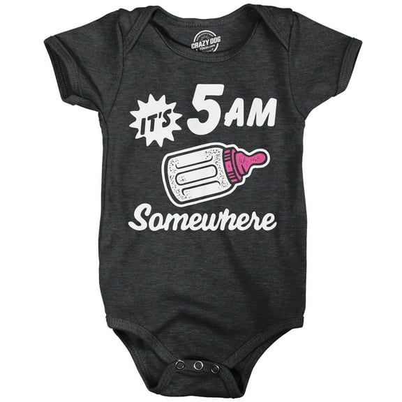 Its 5 AM Somewhere Baby Bodysuit Funny Sarcastic Milk Drinking Graphic Jumper for Infants