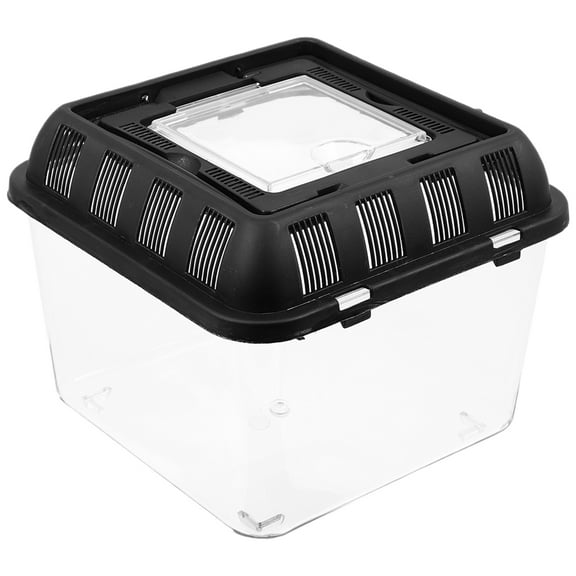 Tineasur Turtle Transport Box Black Plastic Clear Reptile Habitat Ventilated