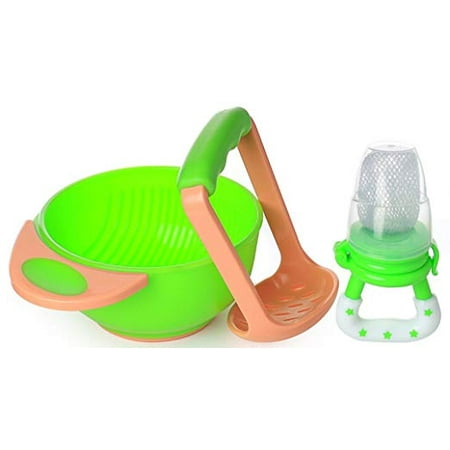 Baby Fresh Food Feeder Teether | Mash and Serve Feeding Bowl for Homemade Baby Food by