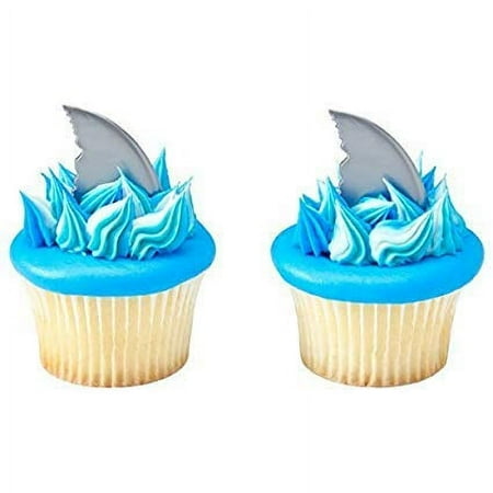 Shark Fin Cupcake Picks Cake Toppers by Bakery Supplies, 24 Pieces