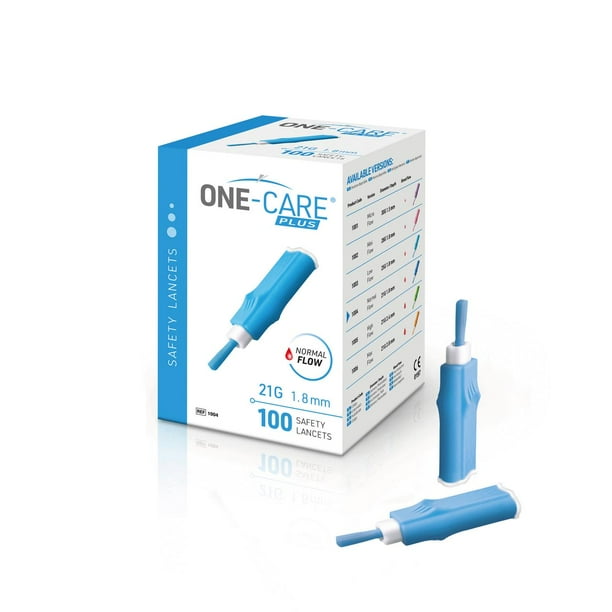 ONECARE PLUS Safety Lancets, ContactActivated, 21G x 1.8mm, 100/bx