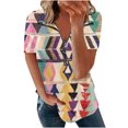 thumbnail image 2 of Blusa con estampado de manga corta y cuello vuelto informal y cómoda a la moda para mujer OAVQHLG3B Store  lin121212, 2 of 4