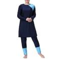 thumbnail image 2 of HNMKIU Swimming Suits for Women Plus Size Full Coverage Loose Fit Long Sleeve Swim Dress with Hood and Pants Womens Swimwear 01_Blue，XXXL, 2 of 6