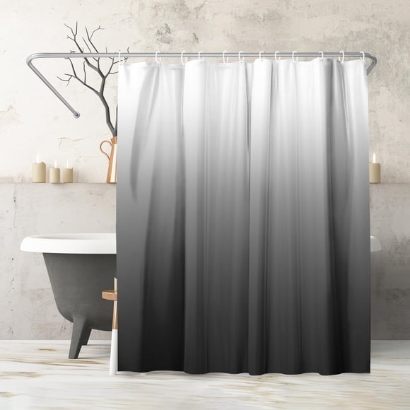 Americanflat 71x74 Grey Ombre Shower Curtain - 100% Polyester Shower Curtain - Water-Resistant Bath Curtain with Metal Grommets and 12 Shower Curtain Rings - Gradient Shower Curtains for Bathroom