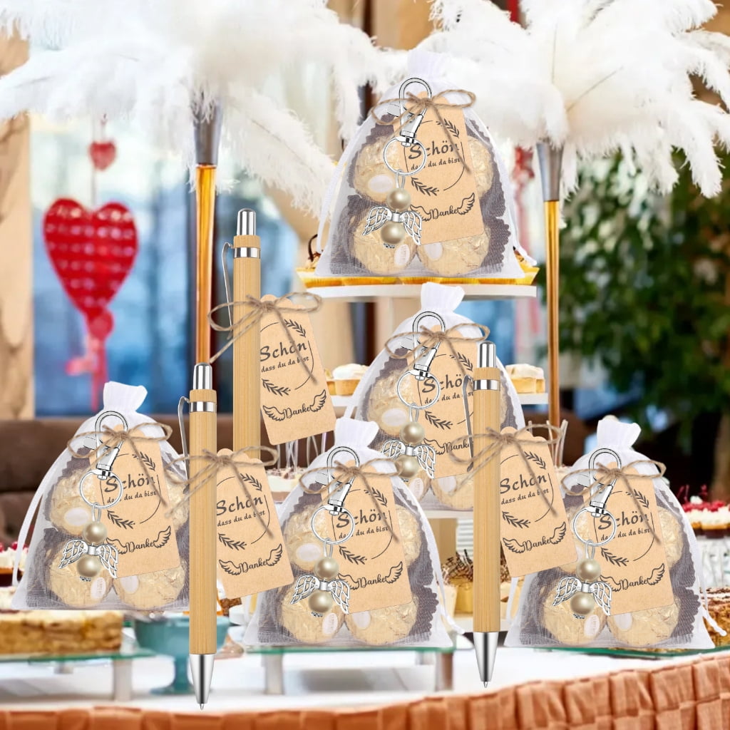 25Pcs Angel Keychain Retractable Ballpoint Pen Set for Baby Showers Wedding