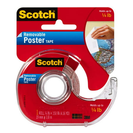 Scotch Clear Removable Poster Tape Dispenser, 3/4in. x 150