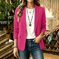 thumbnail image 2 of YgkuHd Fall Blazers for Women Fitted Lapel Long Sleeve Solid Casual Suit Jacket Dressy Work Office Outfits with Classic Style,Hot Pink_XL, 2 of 6