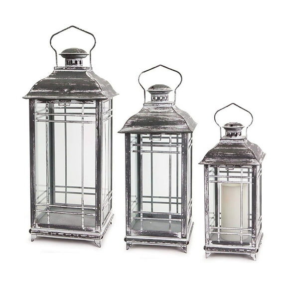 Lantern (Set Of 3) 14"H, 17"H, 20"H Metal - Glass