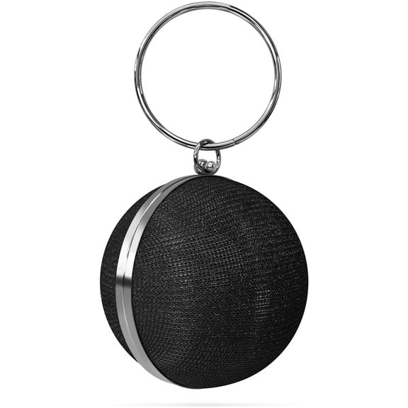 Geiomoo Ball Shape Clutch Purse, Ring Handle Evening Bag Handbag with Long Chain for Wedding Party