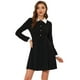 thumbnail image 1 of Vestido corto Allegra K acampanado manga larga media tapeta contraste cuello Peter Pan vintage Negro L, 1 of 5