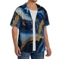 thumbnail image 4 of Fotbe Navy Blue Marble print Short Sleeve Button Down Shirts for Men Casual Summer Beach Wrinkle Free Shirt-Large, 4 of 7