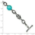 thumbnail image 2 of Sterling Silver Two Tone Silver And Gold Plated Sterling Silver w/Reconstructed Turquoise Bracelet, 2 of 2