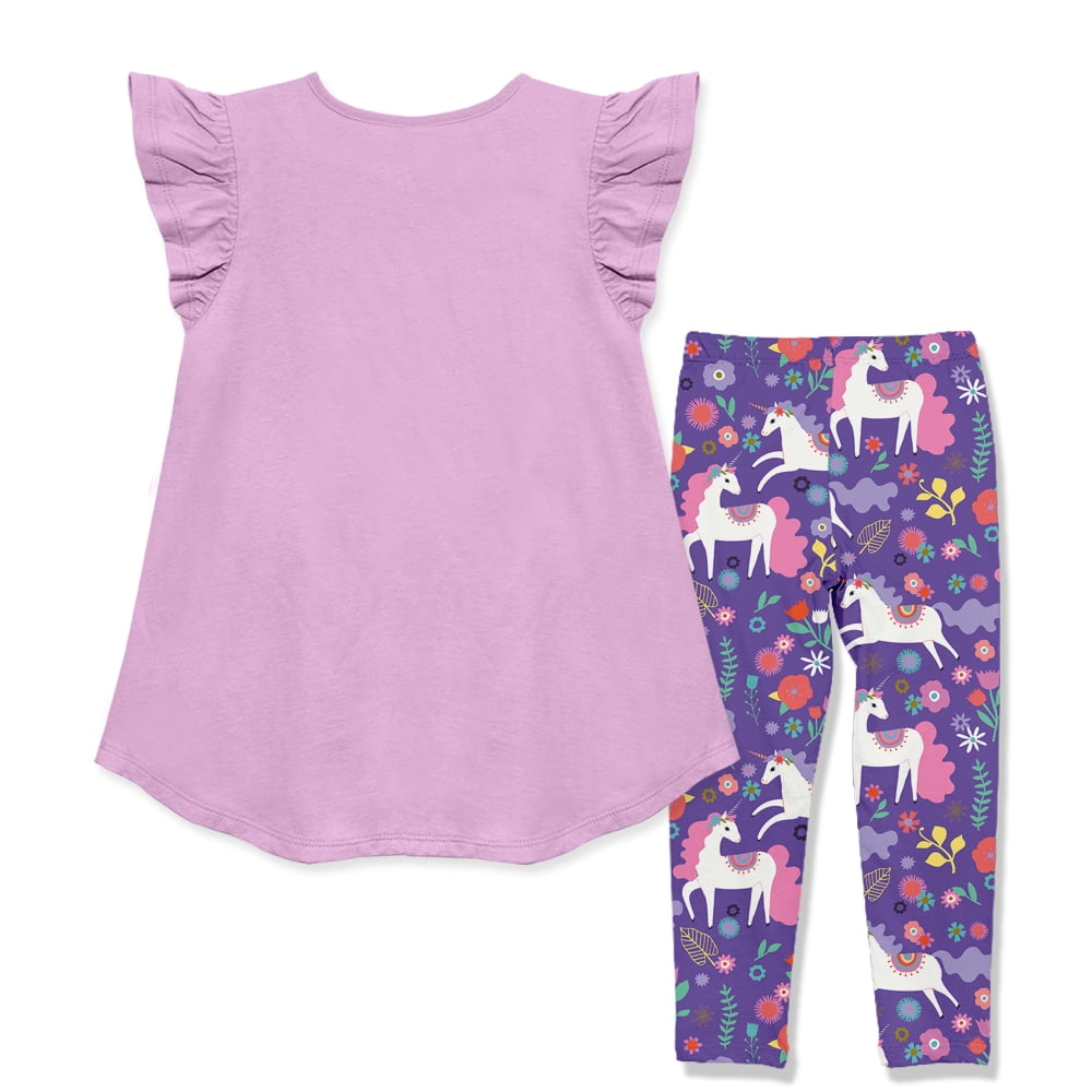 Millie Loves Lily Toddler Girls Lilac Unicorn Top & Legging Set Size (2T-12)