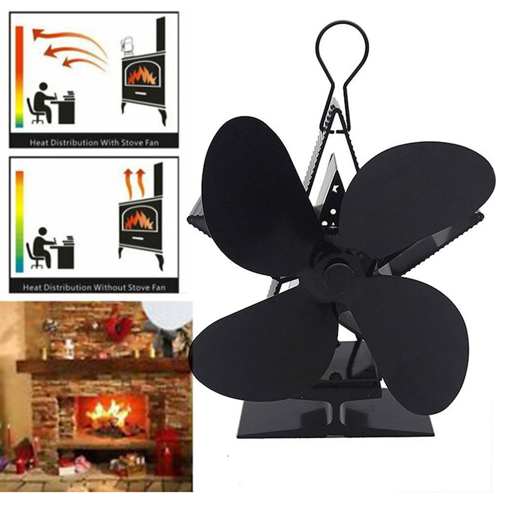 4 Vane Eco Friendly Heat Powered Log Burner Fireplace Stove Top  Star Stove  Fan 