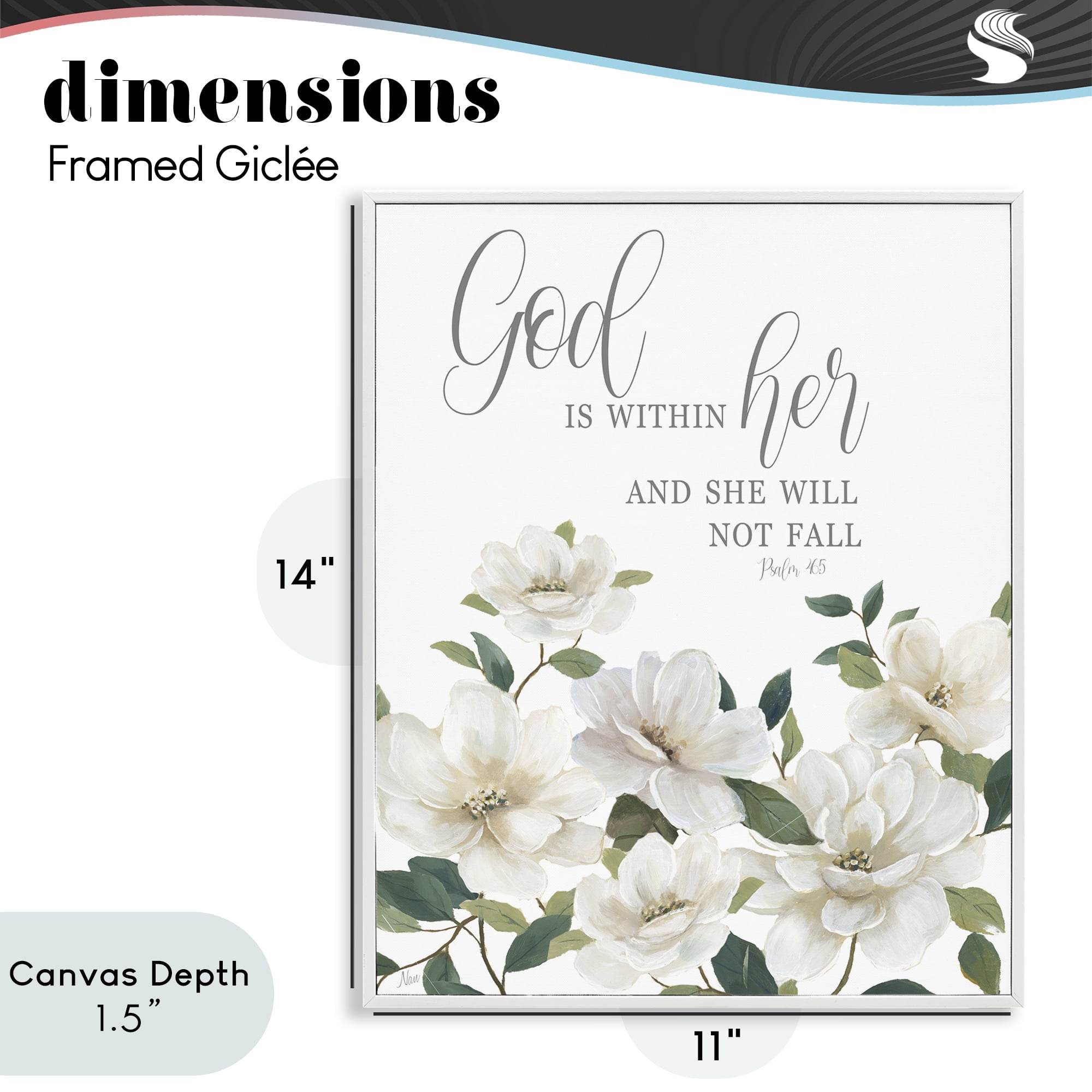 Stupell Industries God Is Within Her White Framed Giclee Art, design by Nan