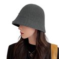 thumbnail image 2 of Dengjunhu Low Profile Bucket Hat for Women Men Woolen Yarn Winter Thermal Knit Fisherman Cap for Daily Life, 2 of 7