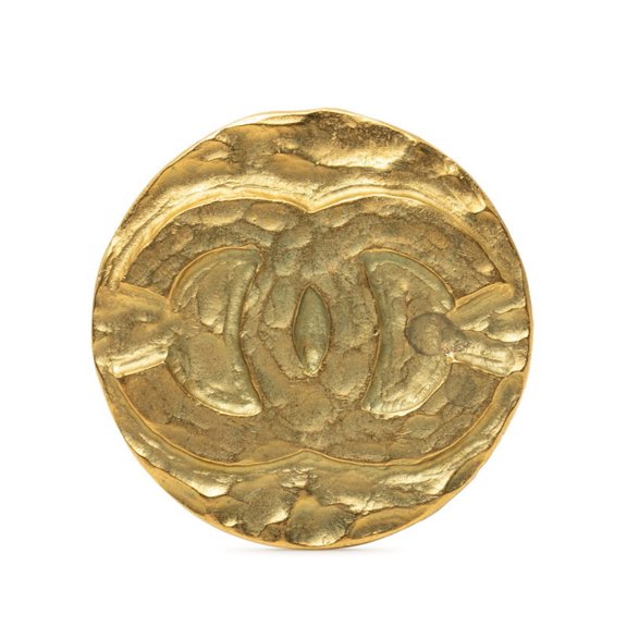 Pre-Owned Chanel Coco Mark Vintage Round Brooch, 95P Stamp, Gold Plated, Women's CHANEL