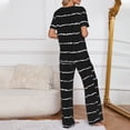 thumbnail image 4 of ZSQDM Womens Pajamas Set Women's Spring And Summer Striped Pajamas Pajamas Set Black XXXXXL, 4 of 5