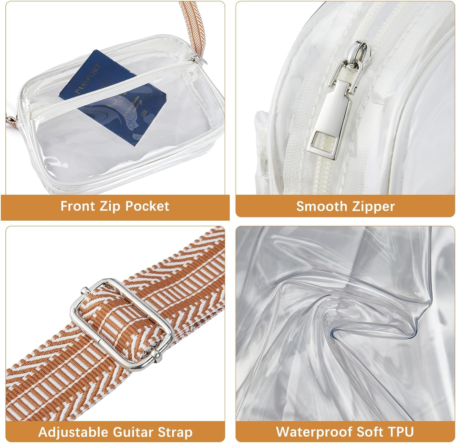 Clear Purses for Women Stadium Approved Clear Bags Small Crossbody Bags Trendy for Concerts Sports
