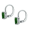 thumbnail image 4 of Blue Apple Co. Cushion Leverback Women Earrings Simulated Green Emerald 925 Sterling Silver., 4 of 5