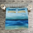 thumbnail image 3 of Ambesonne Art Quilted Bedspread Set 3 Pcs, Tropical Sandy Beach, Queen Size, Navy Blue Pale Brown, 3 of 3