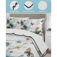 thumbnail image 3 of Quilt King Size Bedding Set, Teal Tulip Butterfly Reversible Summer Quilt 3 Pieces, Beige Turquoise Floral Grey Wooden Lightweight Bedspreads Coverlets with 2 Pillow Shams for All Seasons, 3 of 5